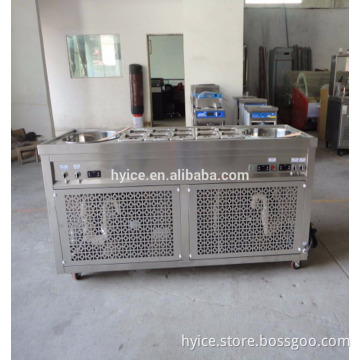 double pan with 8cooling tanks fried ice cream machine